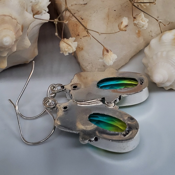 Silver Earrings Natural Ametrin Stone - Picture 4 of 5